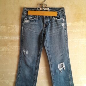 469a. blue Gap Original Boy Cut 2010 low rise distressed denim jeans, 29"